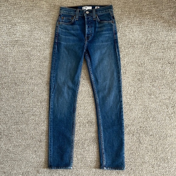 Re/Done Comfort Stretch High Rise Ankle Crop Jeans in Mid 70s Size 24 - Picture 2 of 13